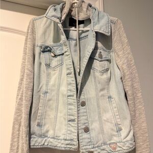 Guess Light Blue Denim Jacket with Heather Gray Sleeves